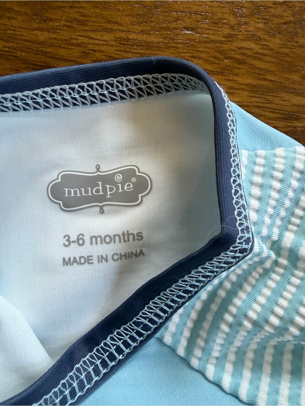 Mud Pie Light Blue and Navy Sailboat Baby Rashguard and Hat Set - Picture 4 of 4
